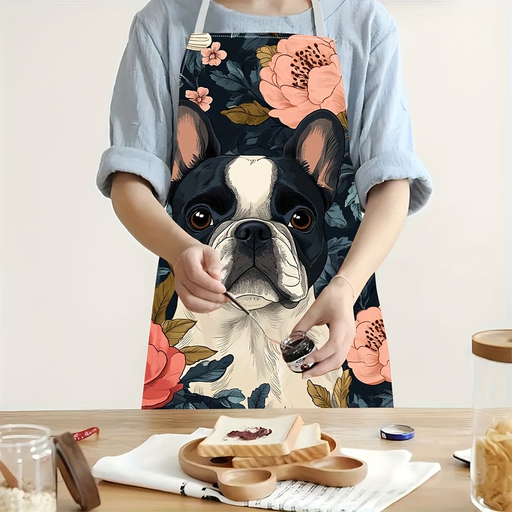 Home Cooking Ideas - Grembiule Floreale con Motivo Bulldog Francese